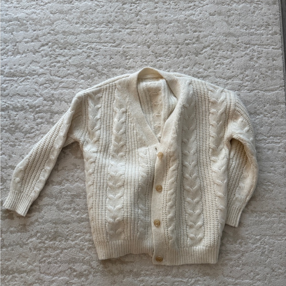 Jenni Kayne Cream Wool/Alpaca Cable Knit Cardigan